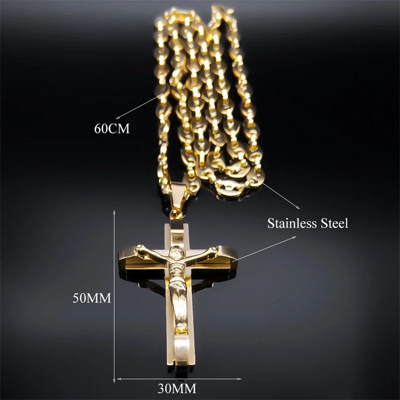Gold Crucifix Pendant Necklace
