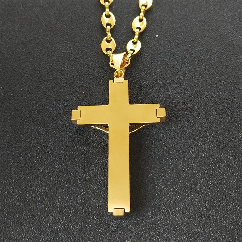 Gold Crucifix Pendant Necklace